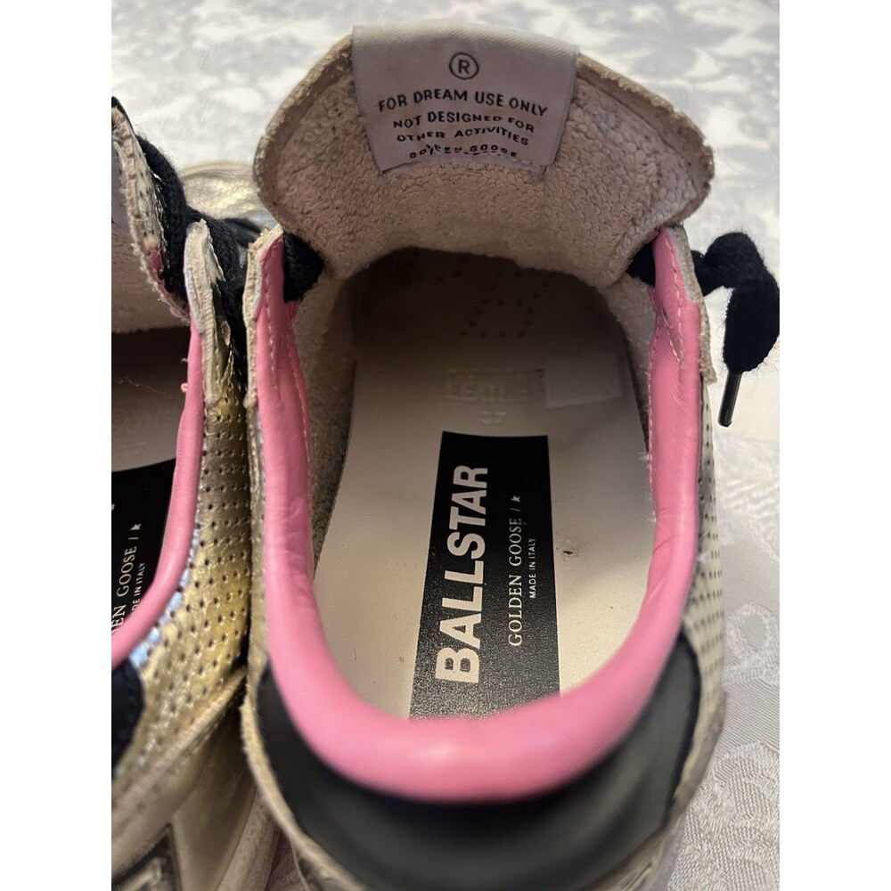 Golden Goose Gold Ballstars Leather Gold with Pink Trim Size 37/7 - Picture 8 of 13